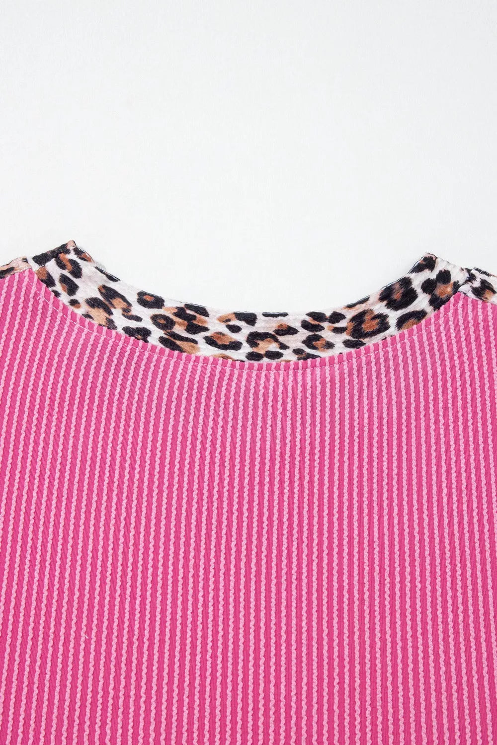Leopard trim ribbed short set styling