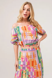 And The Why Asymmetric Geo Printed Tiered Maxi Skirt - Fashorio