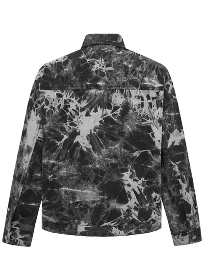 Men's Tie-Dye Button Up Long Sleeve Denim Jacket - Fashorio