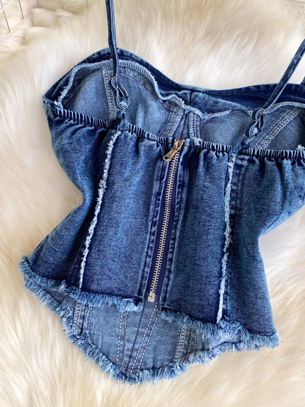 Womens denim two piece set back view