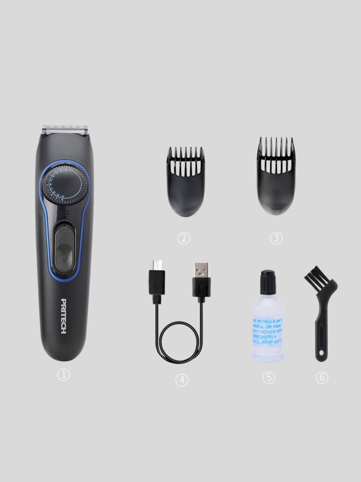 Hair clipper 3 piece set with attachments