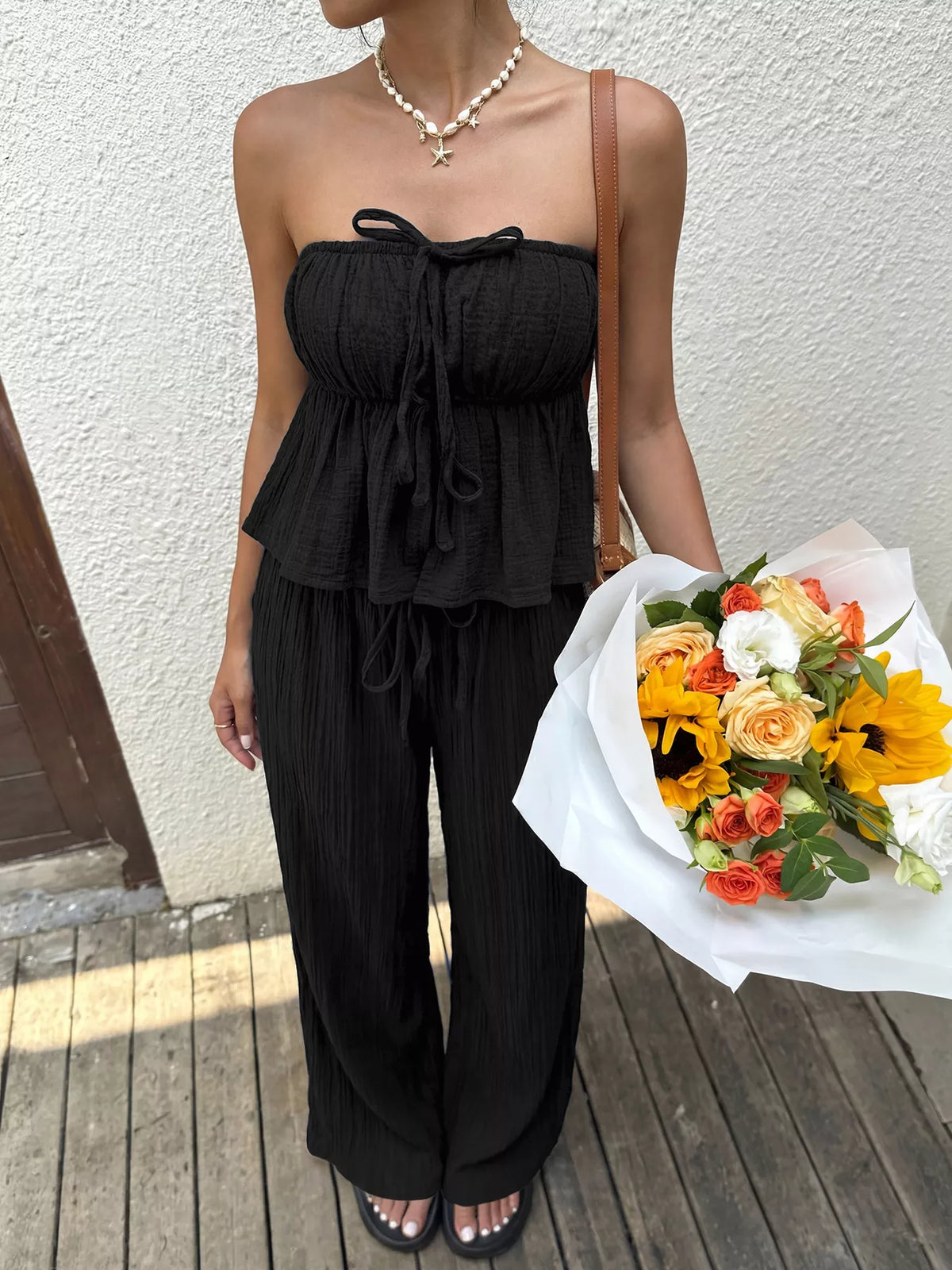 Tube Top and Wide Leg Pants Set, view 11