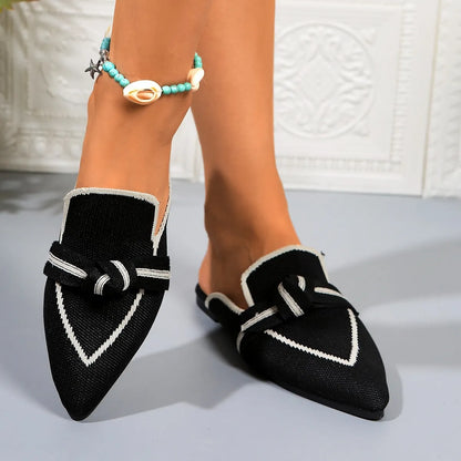 Point Toe Flat Slip-Ons Black - Fashorio