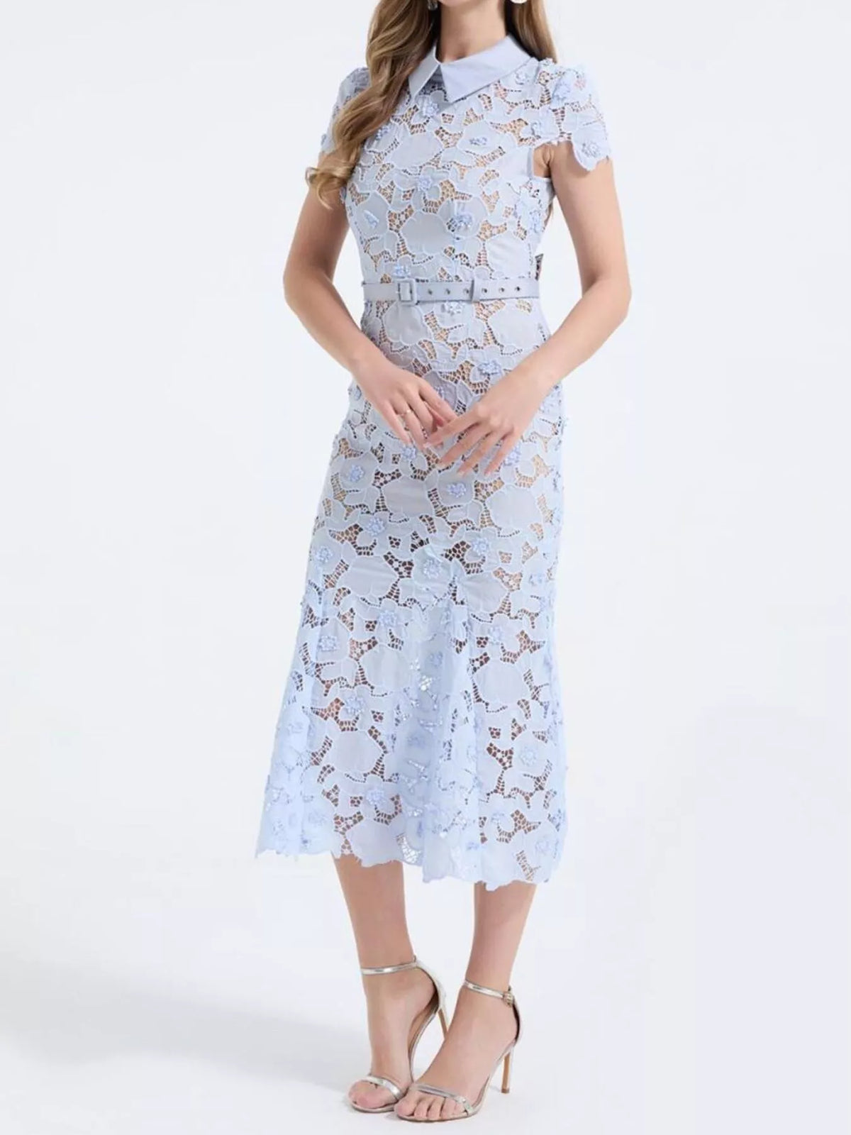Midi lace dress movement shot