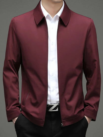 Men's Zip Up Long Sleeve Jacket Red - Fashorio