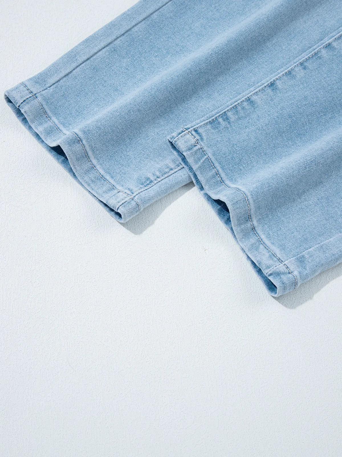 Styled look with blue barrel jeans