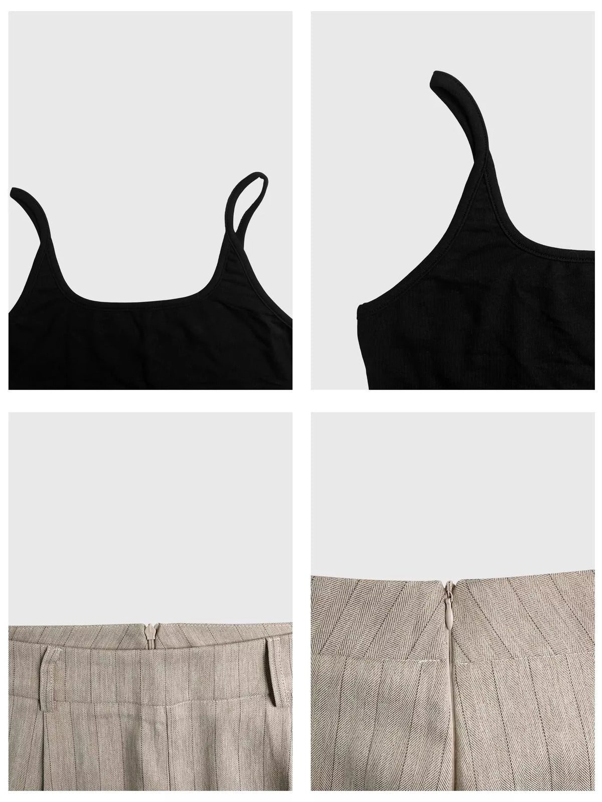 Sleeveless top and pants set fabric detail