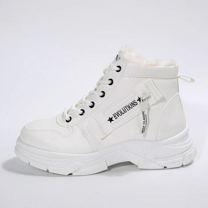 Premium Lace-Up Combat Boots with Fleece Line - Fashorio