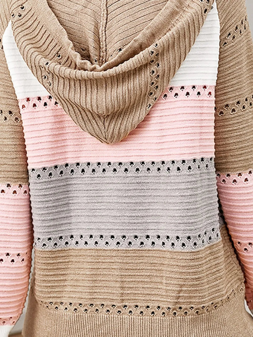 Color Block Drawstring Hooded Sweater - Fashorio