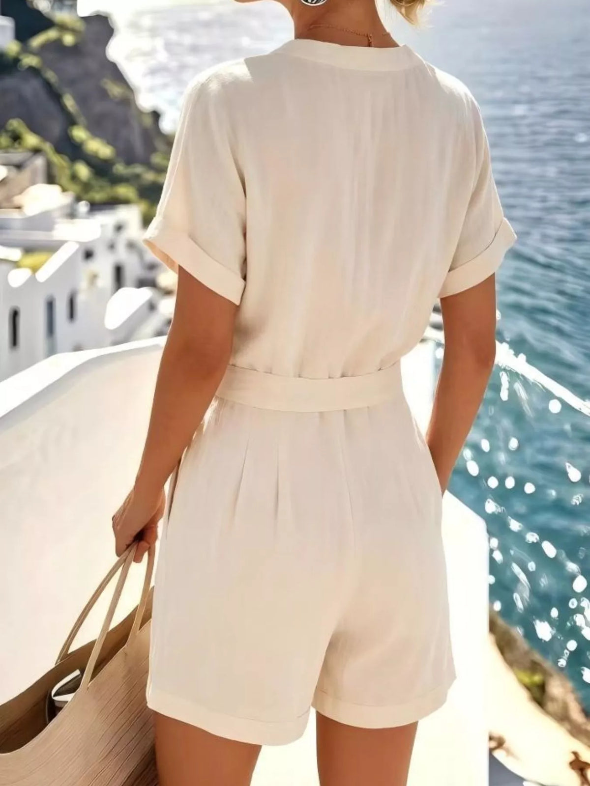 Button down two piece set side view