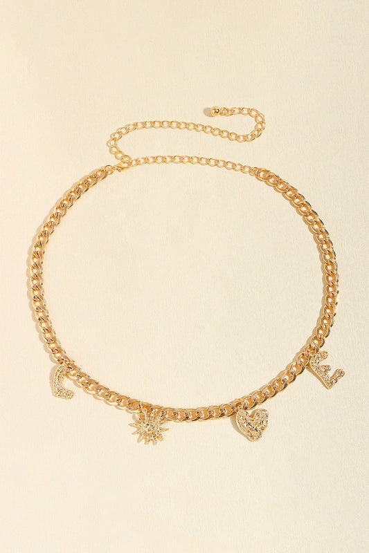 LOVE Alloy Belt Gold One Size - Fashorio
