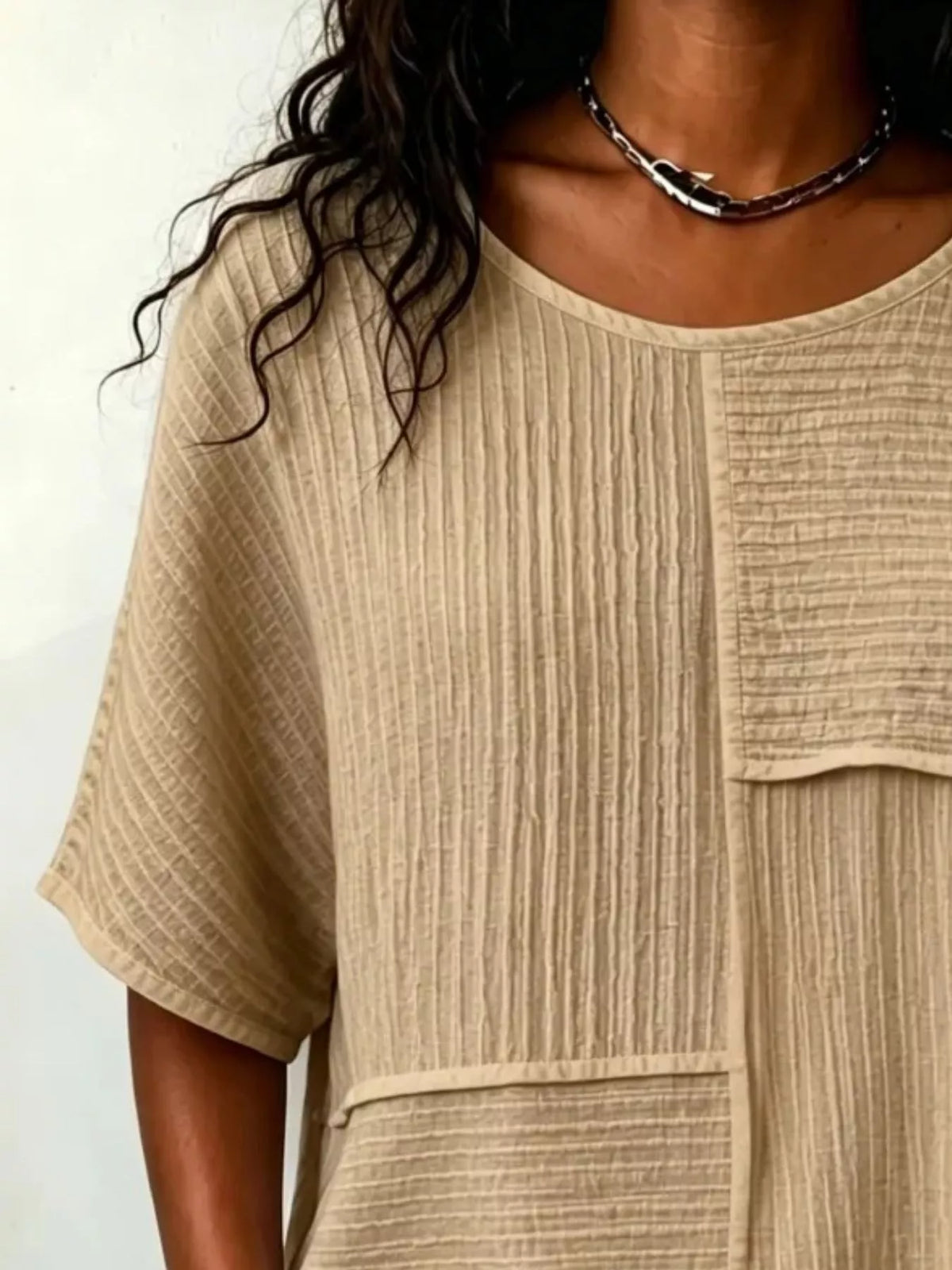 Textured blouse in pink side view
