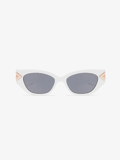 Polycarbonate Frame Cat-Eye Sunglasses White One Size - Fashorio