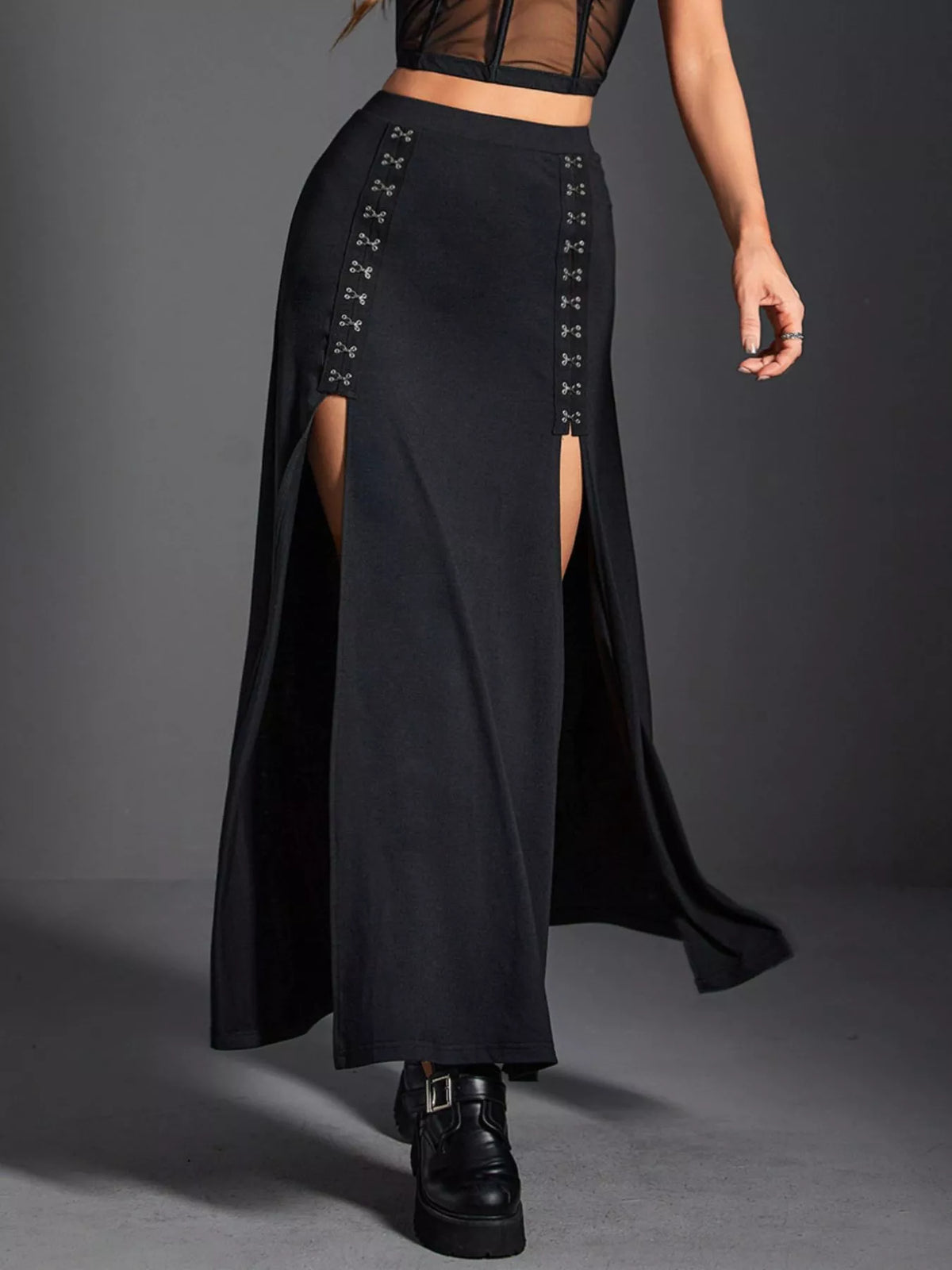 Skirt drape and hem detail