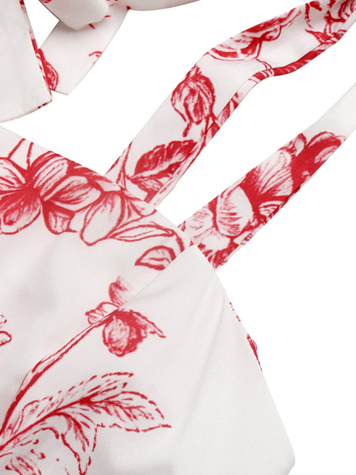 red floral tie strap maxi dress three quarter view
