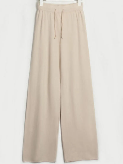 V-Neck Long Sleeve Top and Drawstring Pants Sweater Set - Fashorio