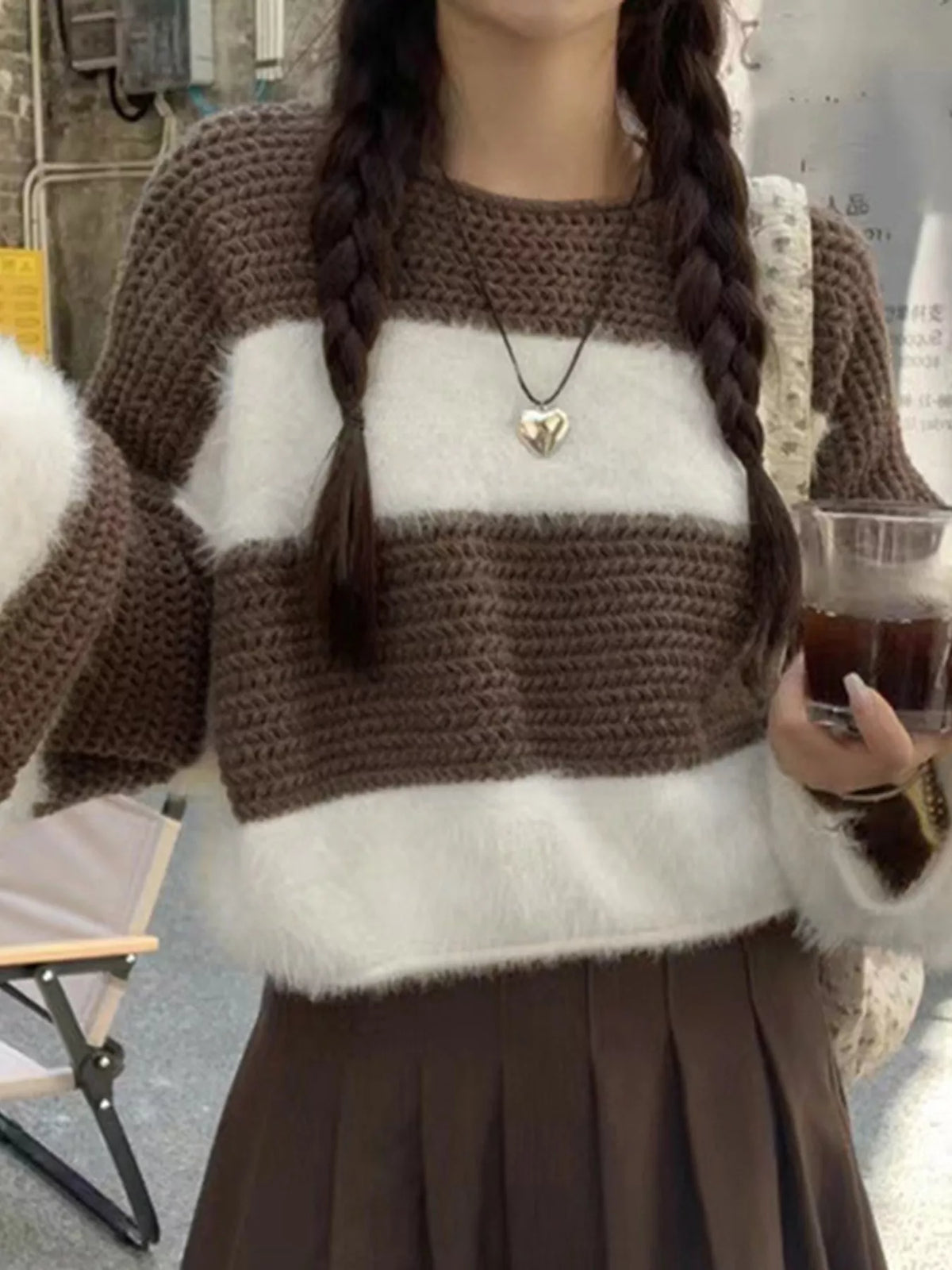 color block drop shoulder sweater styled look
