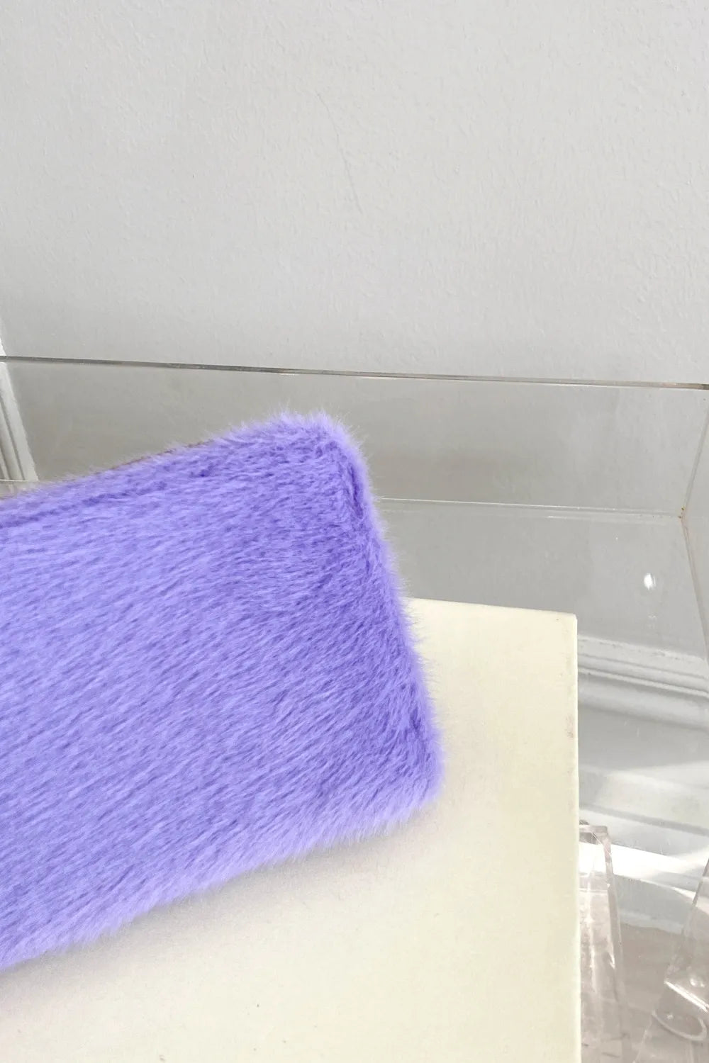 Solid Color Fluff Rectangle Wallet - Fashorio
