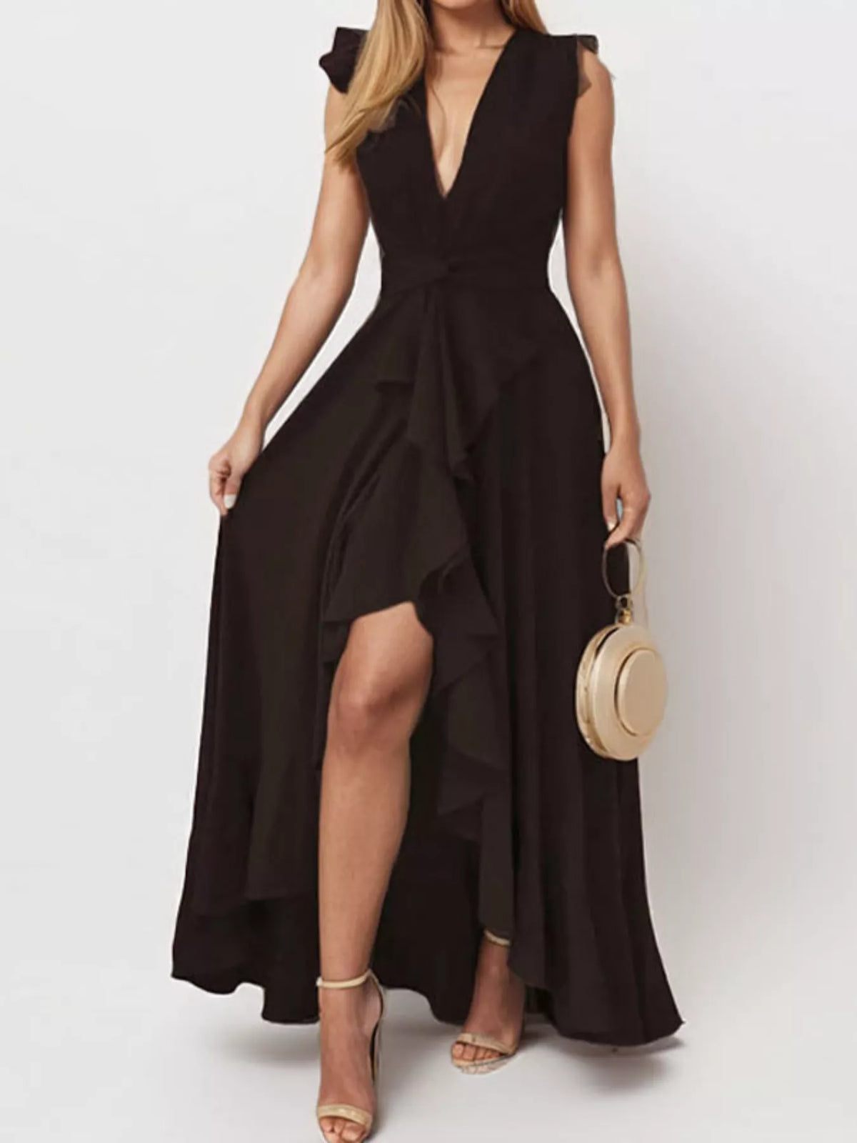 Ruffled maxi dress full length view