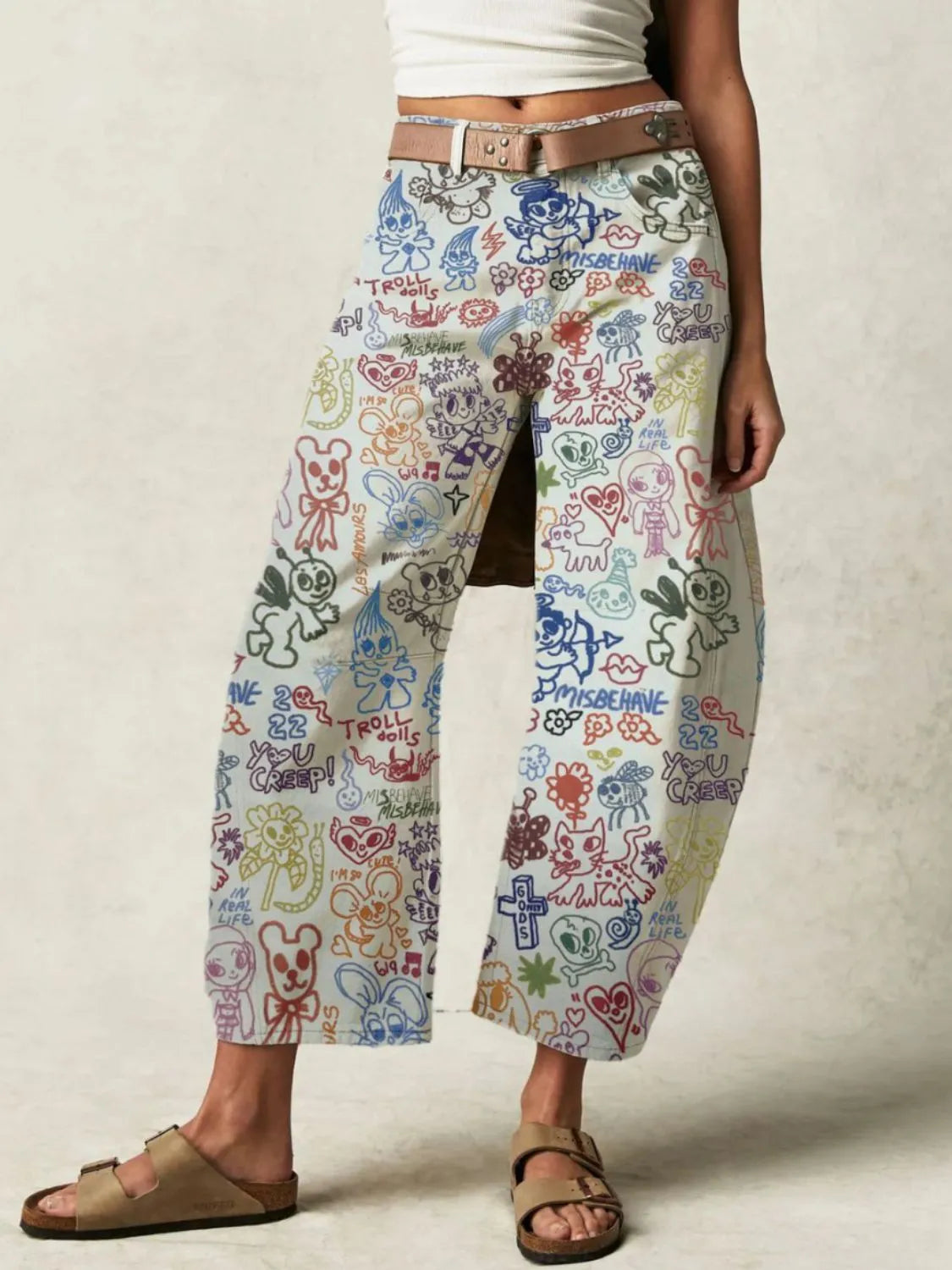 Printed Wide Leg Jeans, view 6