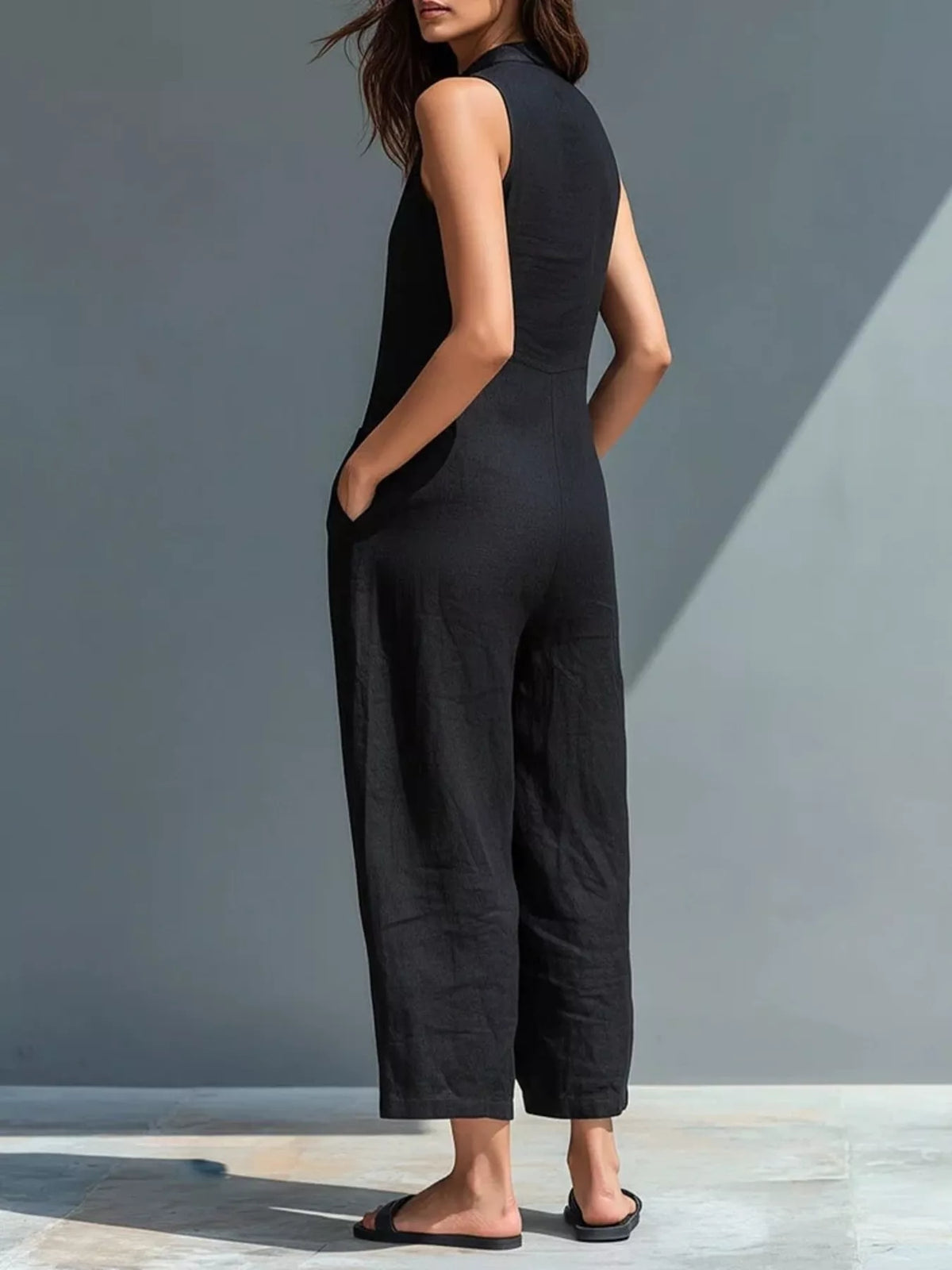Button front jumpsuit wine red color