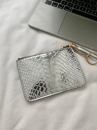 PU Leather Tassel Trim Card Case - Fashorio