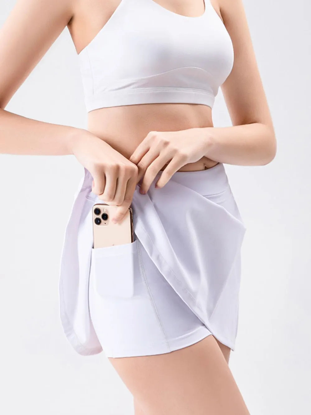 High Waist Active Skort with Pockets detail close up 12