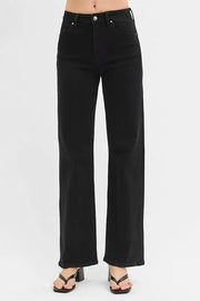 RISEN Full Size High Rise Wide Leg Jeans Plus Size BLACK - Fashorio
