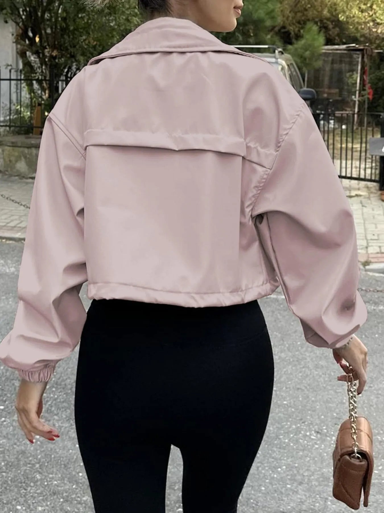 Drawstring Hem Zip Up Jacket - Fashorio