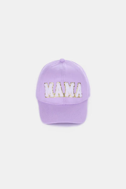 MAMA Chenille Patch Baseball Cap Lavender One Size - Fashorio