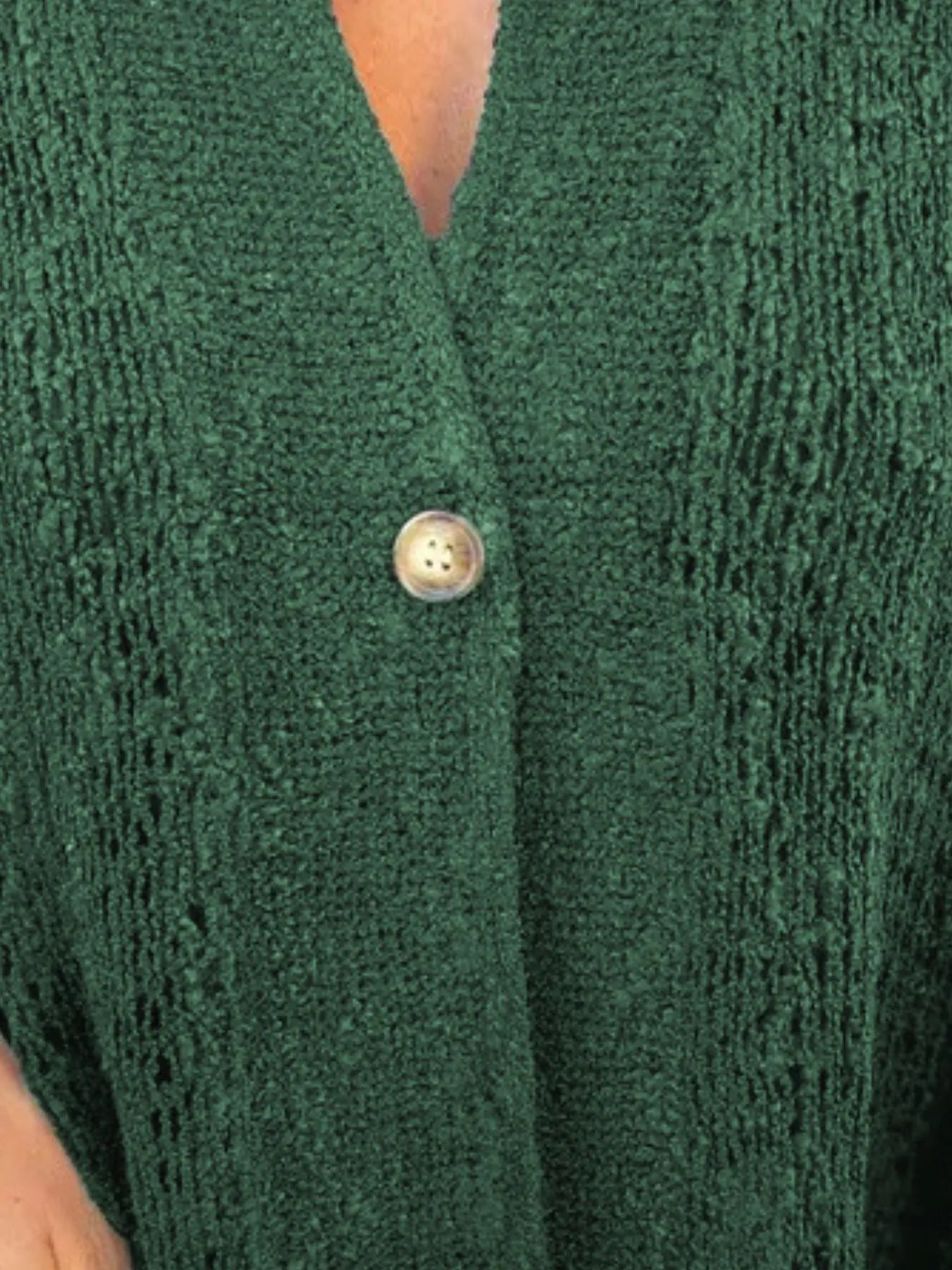 Full Size One Button Openwork Cardigan Plus Size - Fashorio