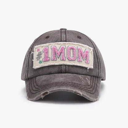 Letter Adjustable Cotton Baseball Cap Coffee Brown One Size - Fashorio