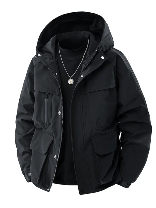 Men's Full Size Zip Up Long Sleeve Hooded Jacket Plus Size - Fashorio