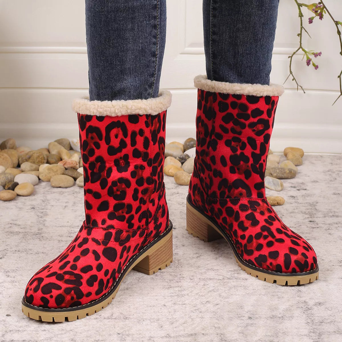 Leopard boots side profile