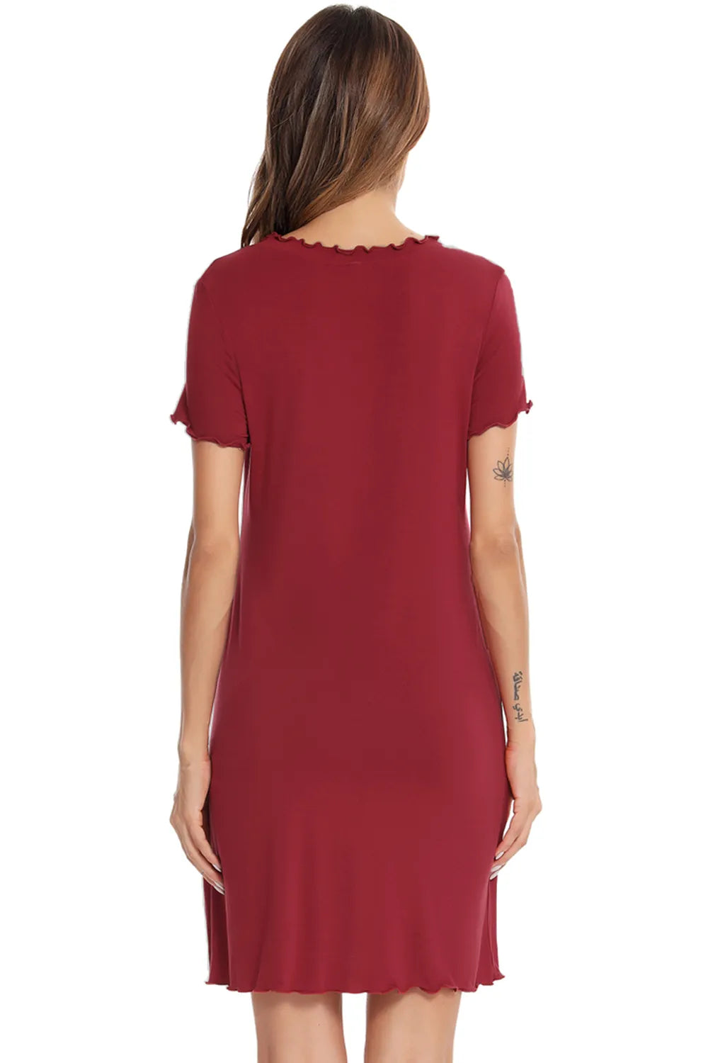 Round Neck Short Sleeve Lounge Dress - Fashorio