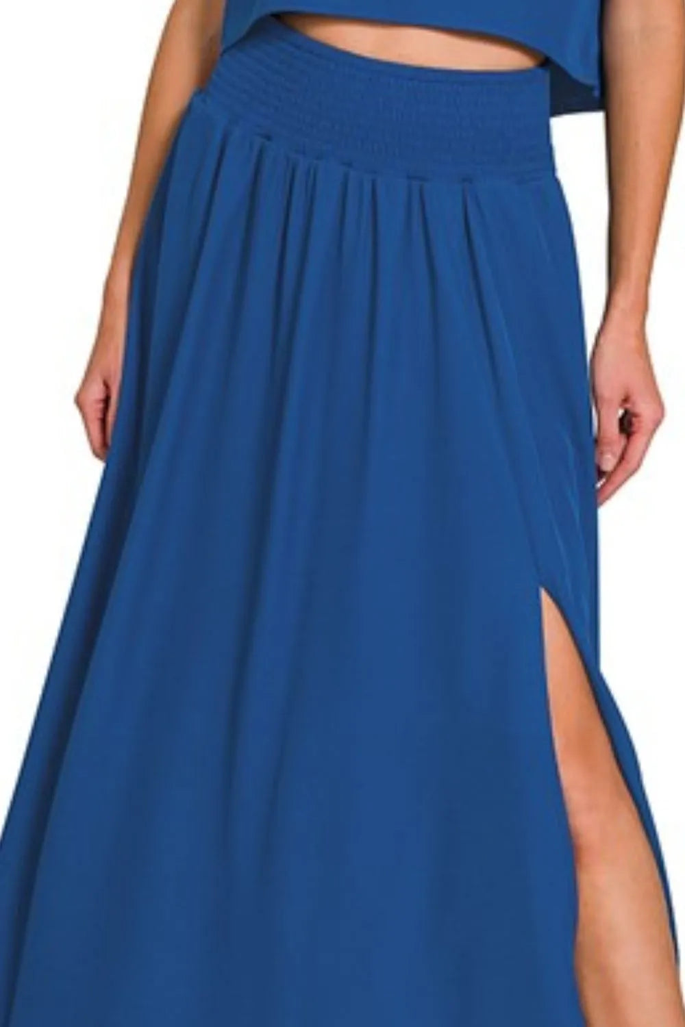 Zenana Heavy Woven Span Crop Tee & Skirt Set - Fashorio