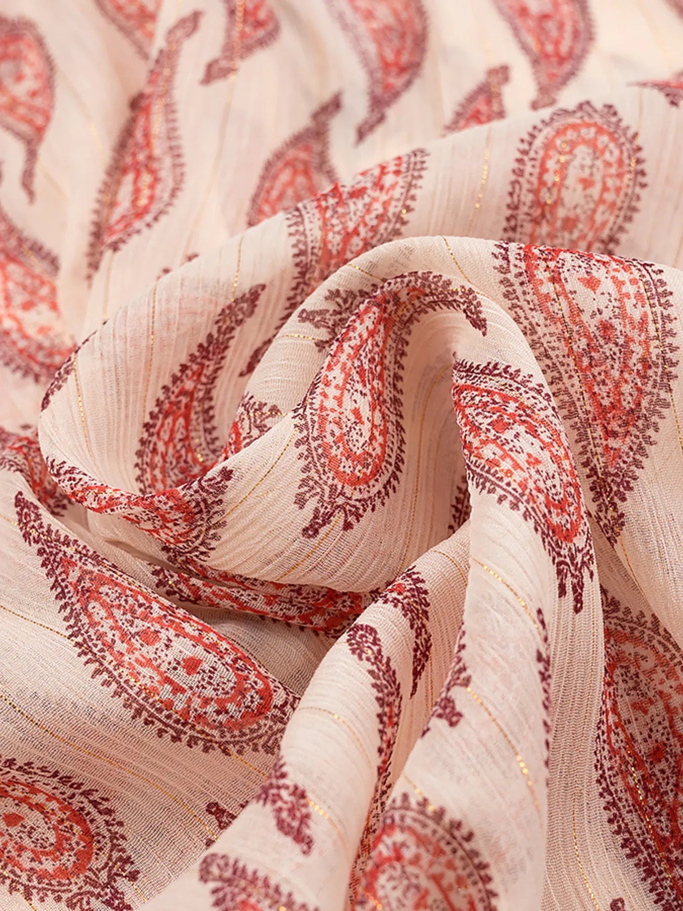 Paisley Print Frill Tie Neck Long Sleeve Blouse - Fashorio