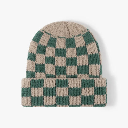 Thermal Checkered Hat Dark Green One Size - Fashorio