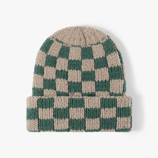 Thermal Checkered Hat Dark Green One Size - Fashorio