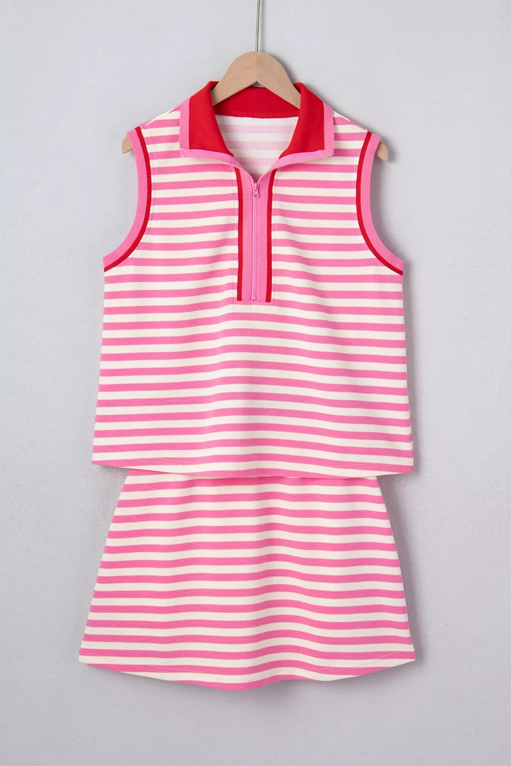 Striped two piece skirt set side view