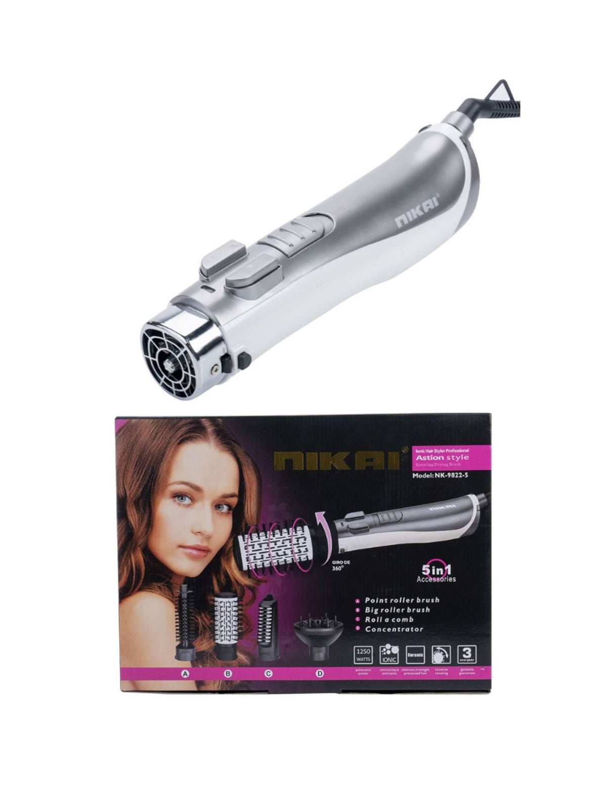 Hot air brush in use