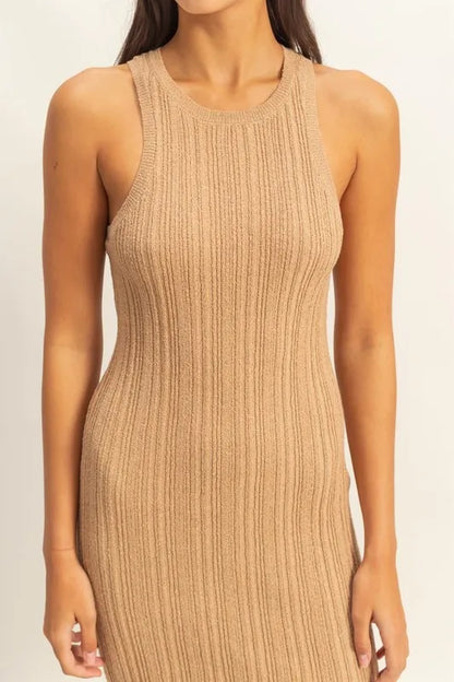 HYFVE Round Neck Bodycon Ribbed Knit Dress - Fashorio