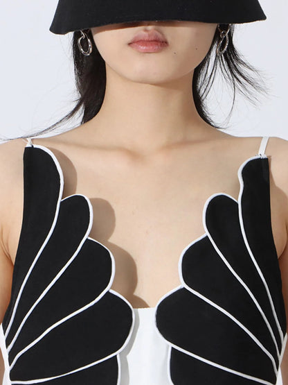 Contrast Sleeveless Wide-Leg Jumpsuit - Fashorio
