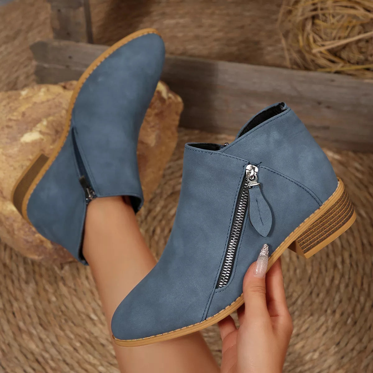 Block Heel Ankle Boots side profile