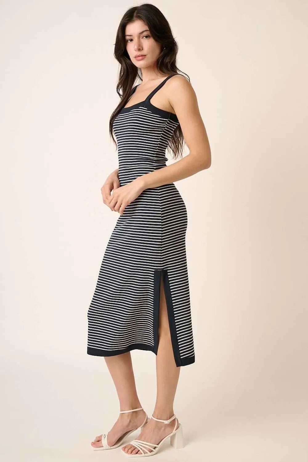 Contrast Striped Midi Cami Dress side view