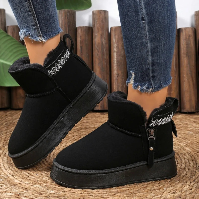Suede Ankle Boots with Decorative Strap front view