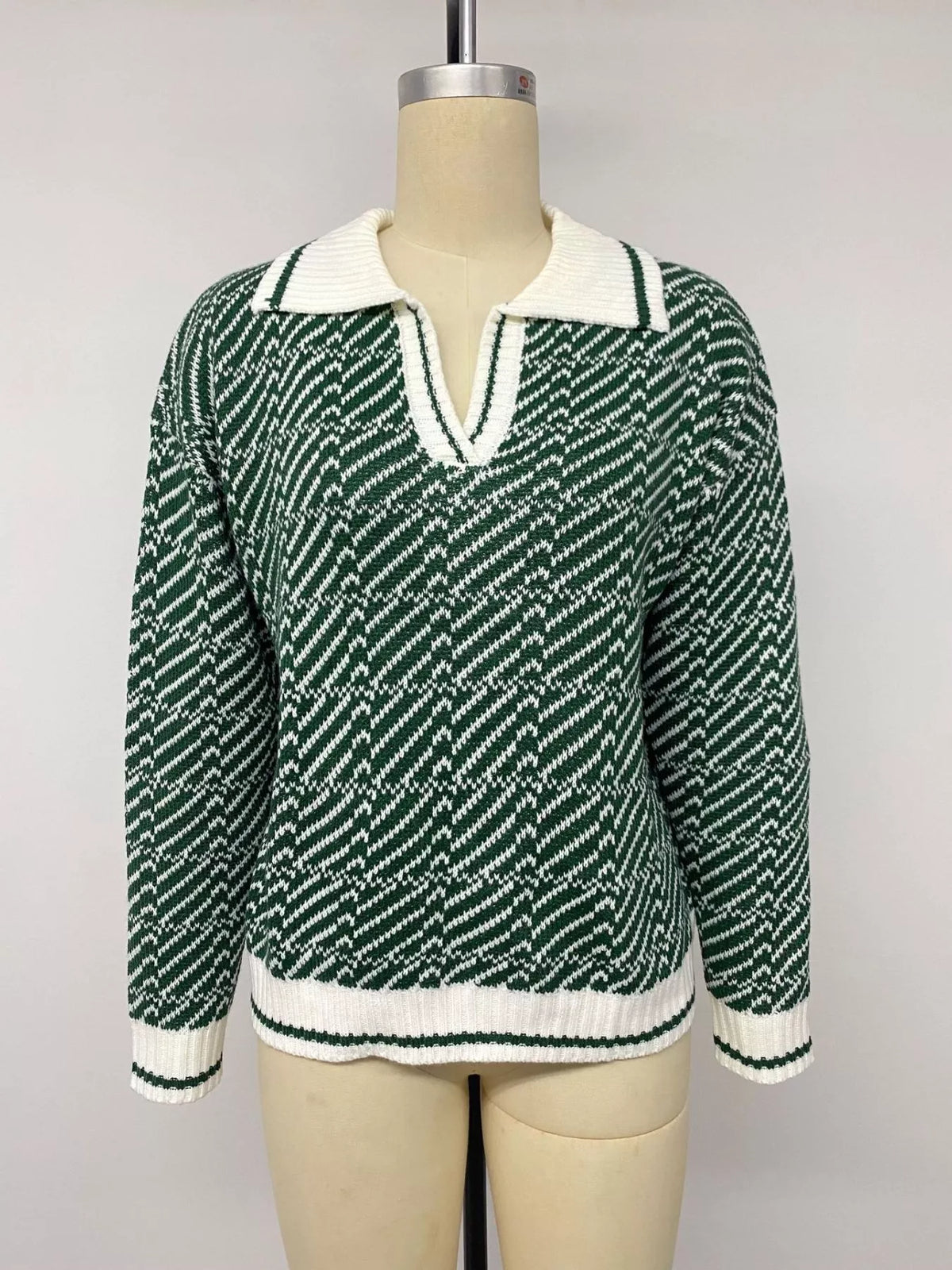Geometric Pattern Collared Sweater close up