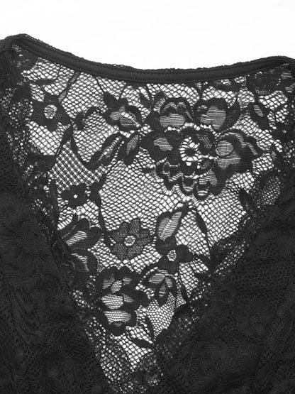 Lace Plunge Sleeveless Bodysuit - Fashorio