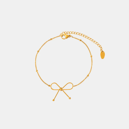 Titanium Steel Bow Bracelet Gold One Size - Fashorio