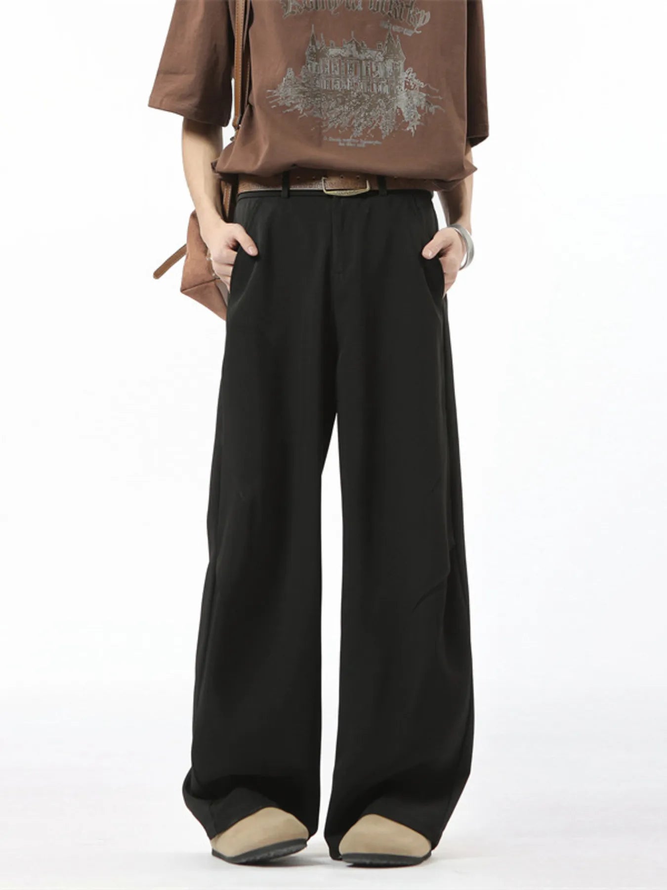 Men's Full Size Wide Leg Pants Plus Size Black - Fashorio